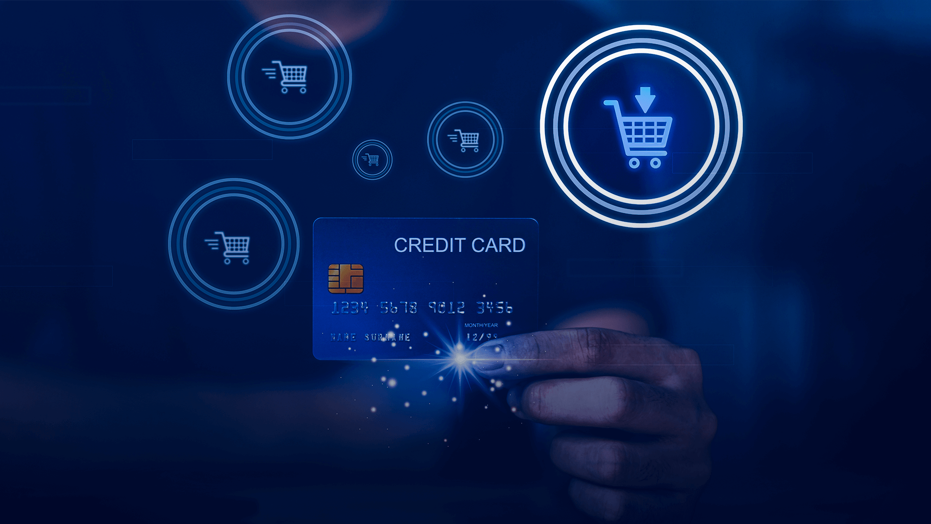 Hand with a credit card in hand, symbolizing the importance of embedded payments.