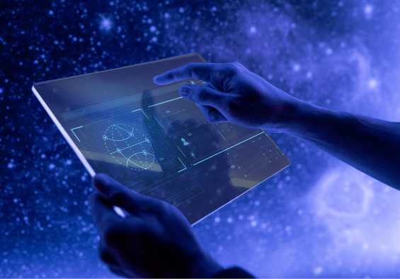 Transparent digital tablet screen to symbolize digital experiences.